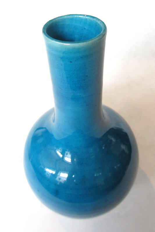 Antique Chinese Monochrome Blue Porcelain Vase