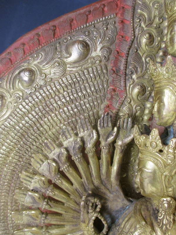 Tibetan Antique Gilded Multi Headed Avalokiteshvara