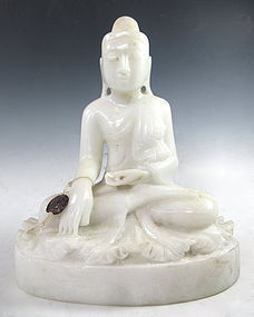 Antique Burmese Alabaster Carved Buddha