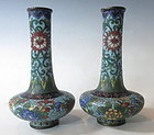 Chinese Antique Pair of Small Cloisonne Vases