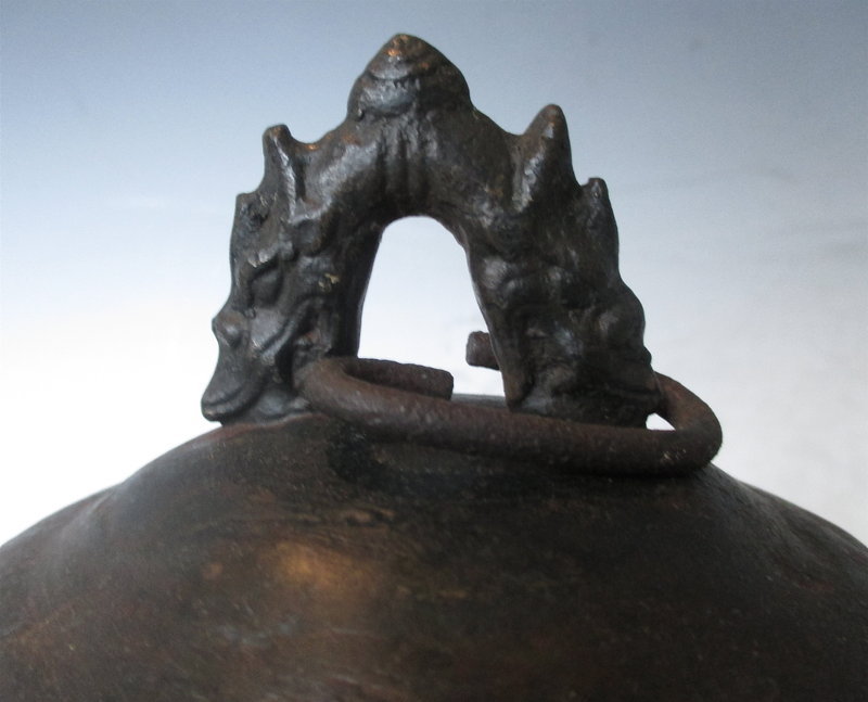 Antique Chinese Bronze Hanging Bell with Phoenixes