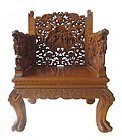 Chinese Hardwood Chair with Elaborate Carvings