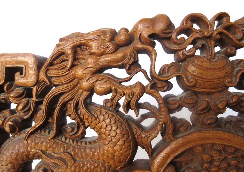 Chinese Hardwood Chair with Elaborate Carvings
