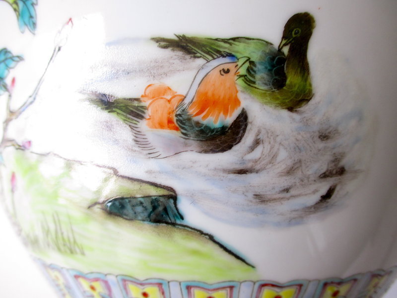 Chinese Bird Porcelain Planter