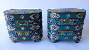 Antique Chinese Pair of Cloisonne Containers
