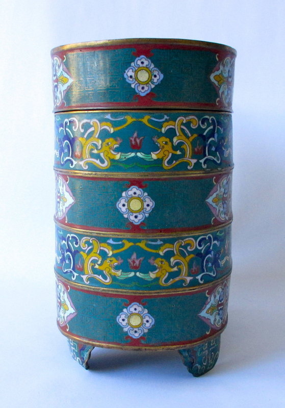 Antique Chinese Pair of Cloisonne Containers