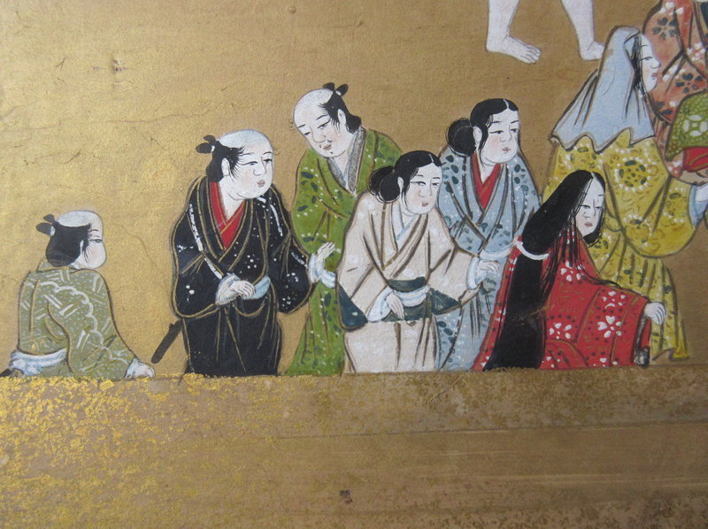 Antique Japanese Six Panel Gold Screen