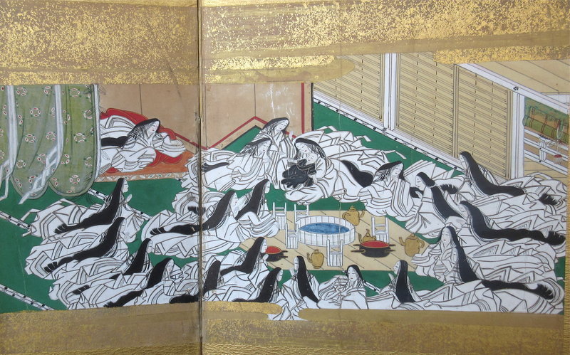 Antique Japanese Six Panel Gold Screen