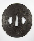 Antique Japanese Iron Tsuba with Inlay