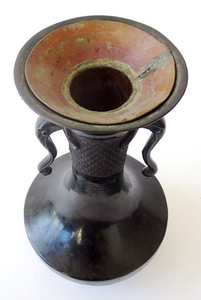 Antique Japanese Bronze Vase with Elephant Handles
