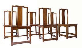 Chinese Set of Six Pearwood Chairs