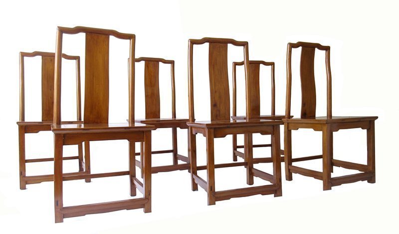 Chinese Set of Six Pearwood Chairs