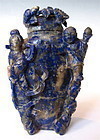 Antique Chinese Carved Lapis Bottle