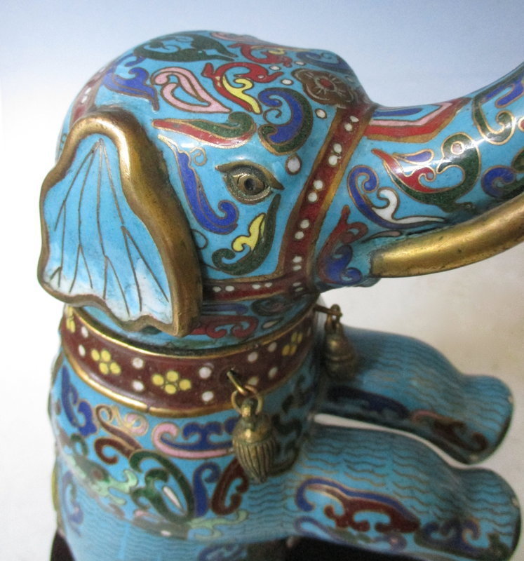 Pair of Chinese Cloisonne Elephant Jars