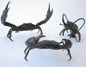 Vintage Japanese Iron Crab and Lobster Set