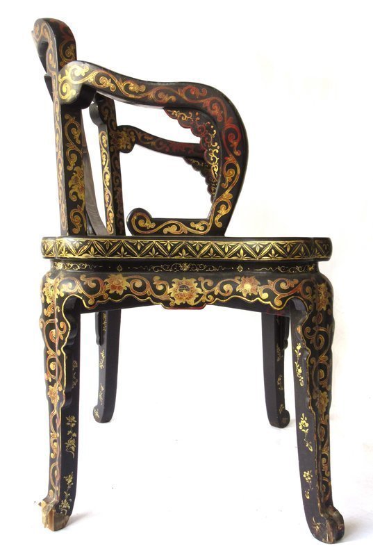 Chinese Red and Gold Lacquered Chair
