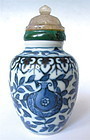 Antique Chinese Blue and White Porcelain Snuff Bottle