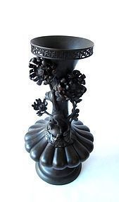 Antique Japanese Large Chrysanthemum Bronze Vase
