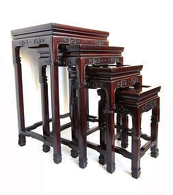 Antique Chinese Solid Rosewood Nesting Tables