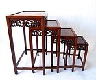 Antique Chinese Rosewood Carved Nesting Tables