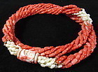 Chinese Multi Strand Coral and Pearl Necklace