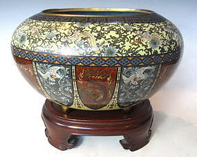 Antique Japanese Cloisonne Oval Container