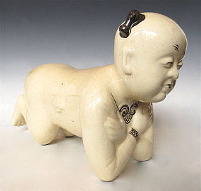 Antique Chinese Porcelain Boy Pillow