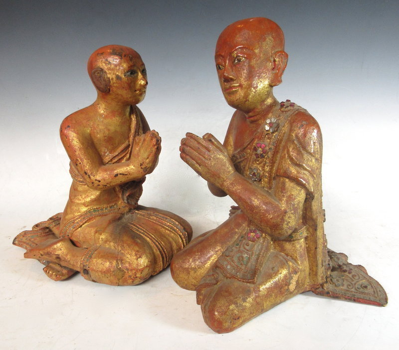 Antique Pair of Burmese Buddhist Statues