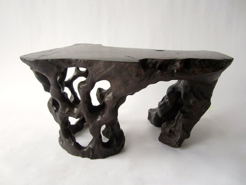 Antique Chinese Natural Burl Hardwood Stand