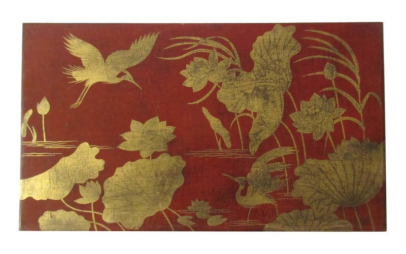 Chinese Lacquered Trunk with Lotuses