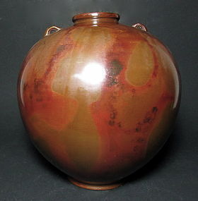 Antique Japanese Bronze Vase with Box