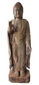 Antique Japanese Carved Wooden Buddha