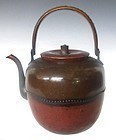 Antique Japanese Bronze and Copper Tea Kettle