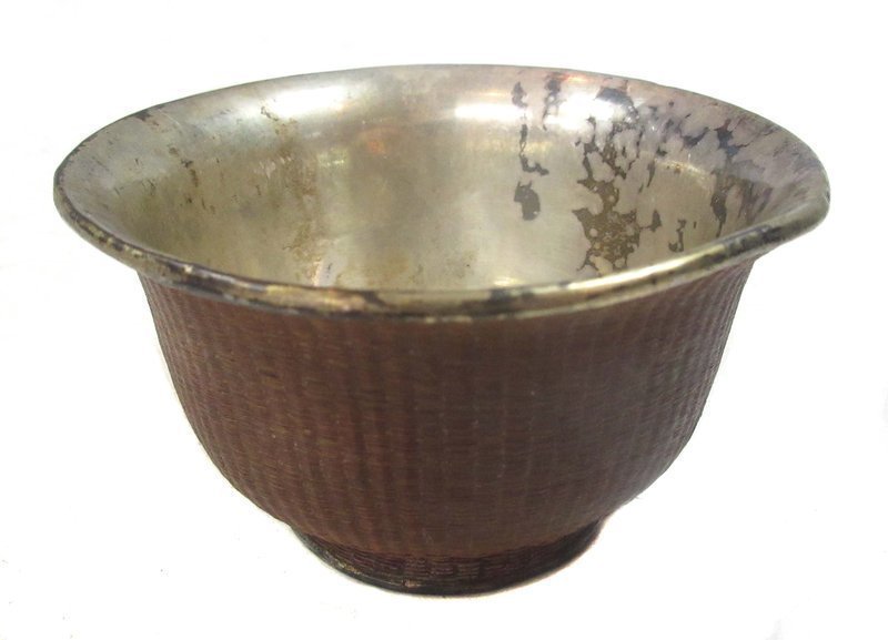 Antique Chinese Woven Cup with Silver lining.