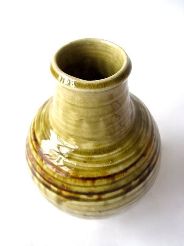 Vintage Japanese Ash Glaze Celedon Vase