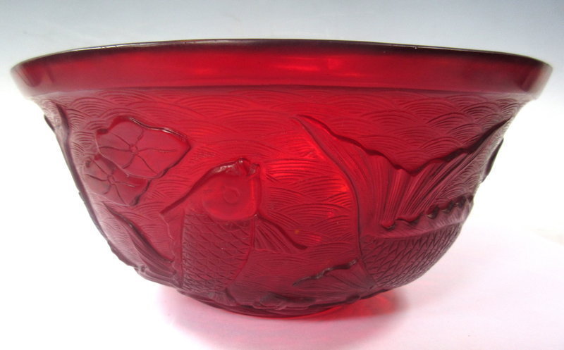 Chinese Red Peking Glass Bowl