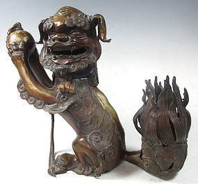 Chinese Ming Bronze Foo Dog Censor