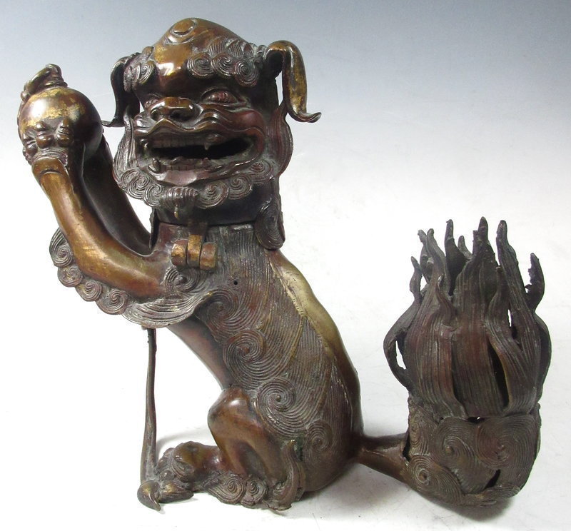 Chinese Ming Bronze Foo Dog Censor