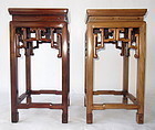 Antique Chinese Pair of Tall Hardwood Stands