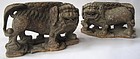 Ming Dynasty Chinese Carved wood Fu dogs