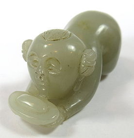 Antique Chinese Jade Carving of Boy