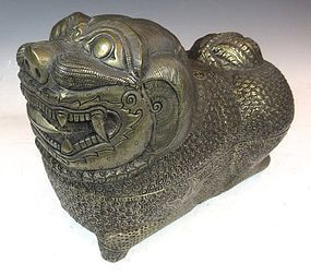Indonesian Silver Fu Dog Container
