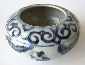 Antique Chinese Blue and White Porcelain Water Coupe