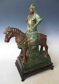 Chinese  Pottery Roof Tile of Horse and Rider