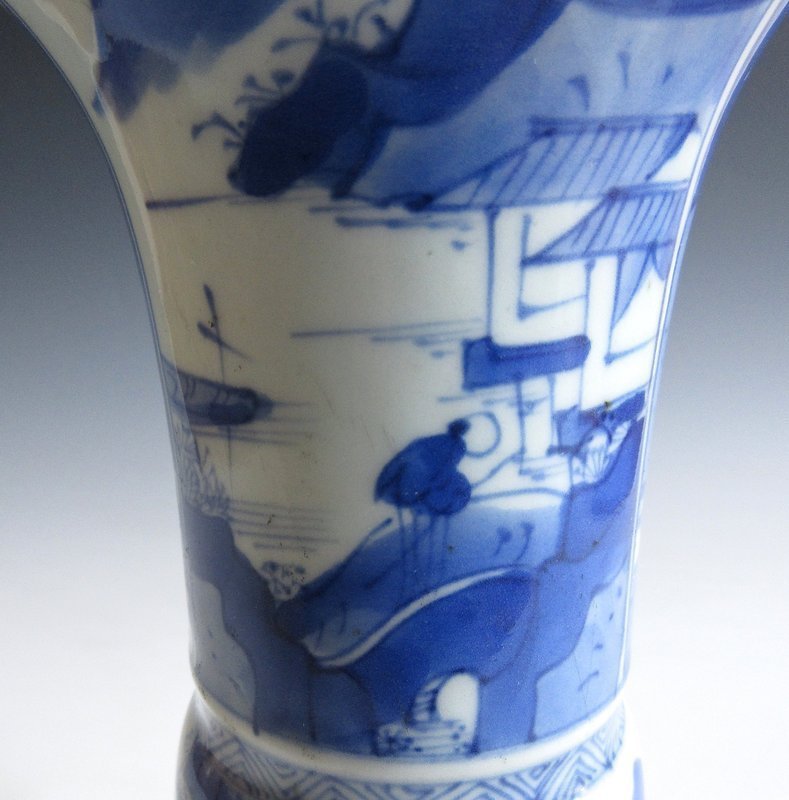 Antique Chinese Pair of Blue and White Vases