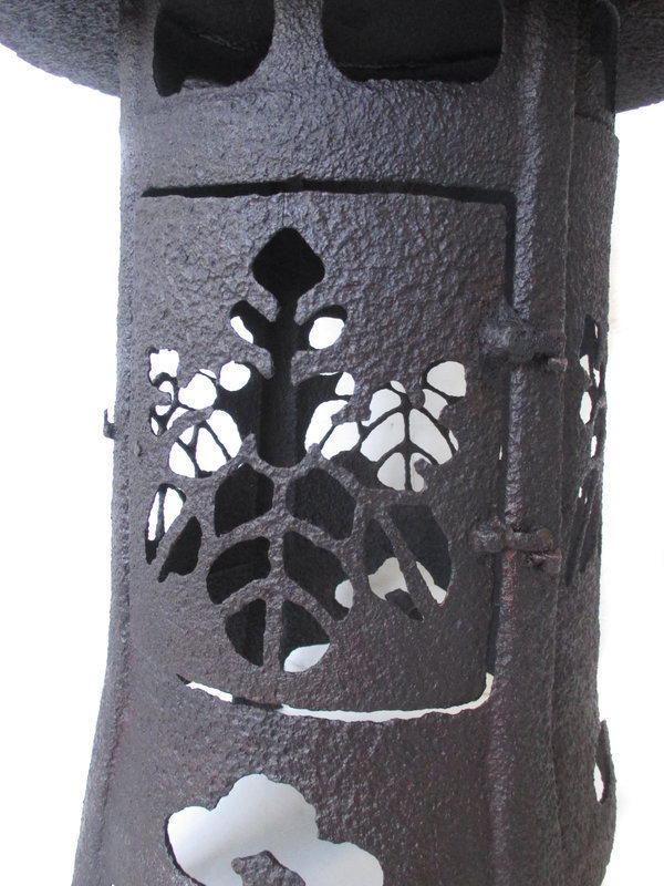 Antique Japanese Large Iron Lantern with Kiri Blossom