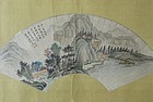 Chinese Framed Fan Painting signed Feng Chaoran