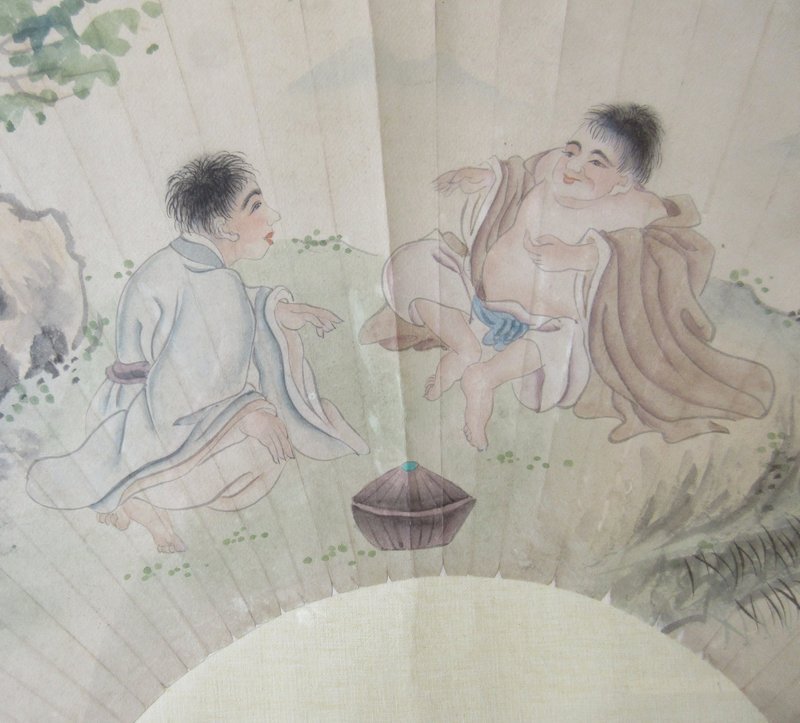 Chinese Framed Fan Painting by Huang Shanshou