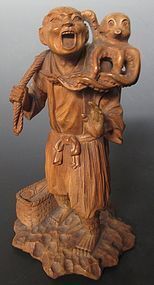 Antique Japanese Carving of Fisherman and Octopus