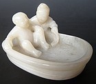 Antique Chinese Carved Agate Woman and Child